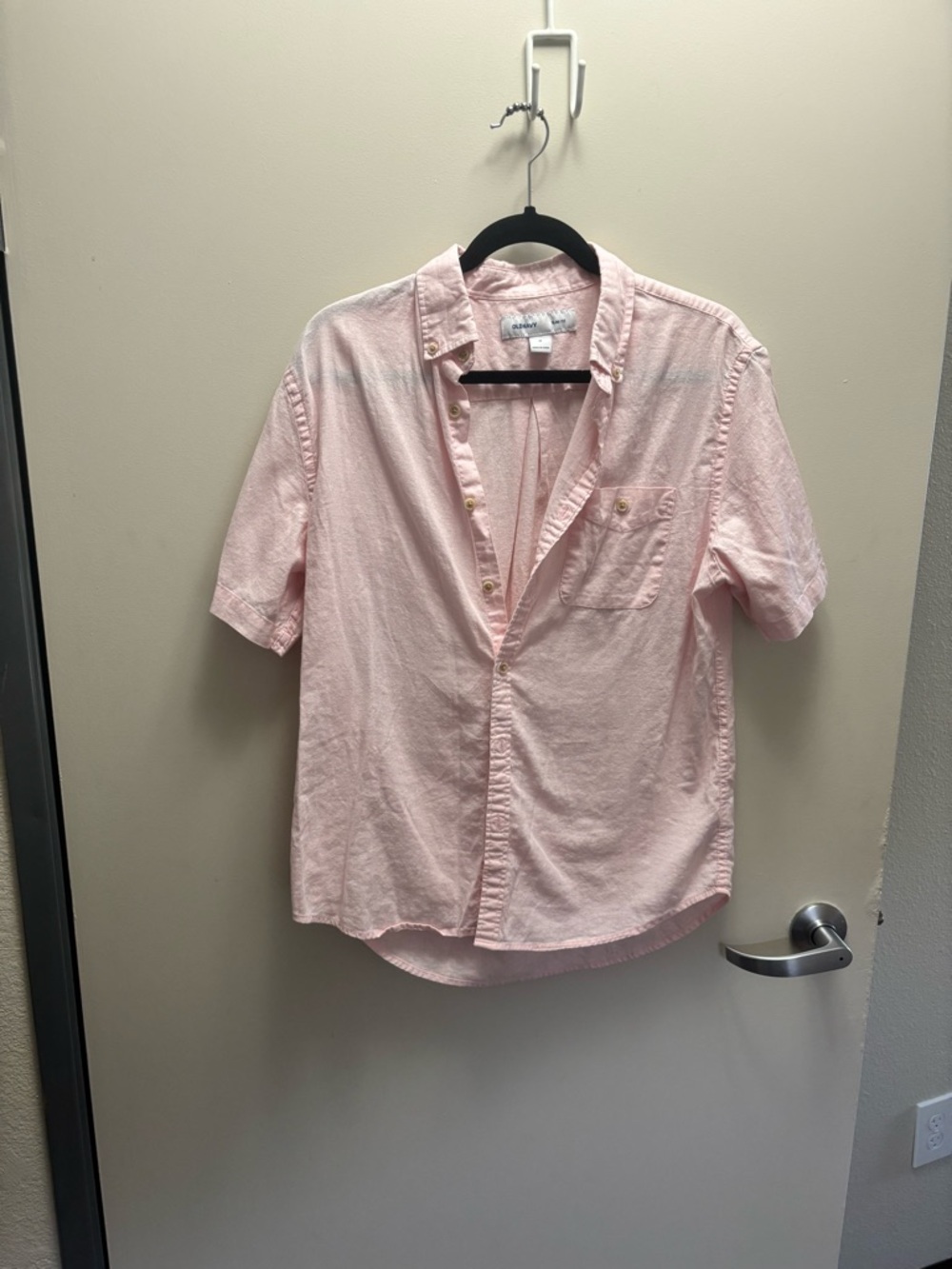 Old Navy Cotton/linen light Pink Button-Up Short Sleeve Shirt